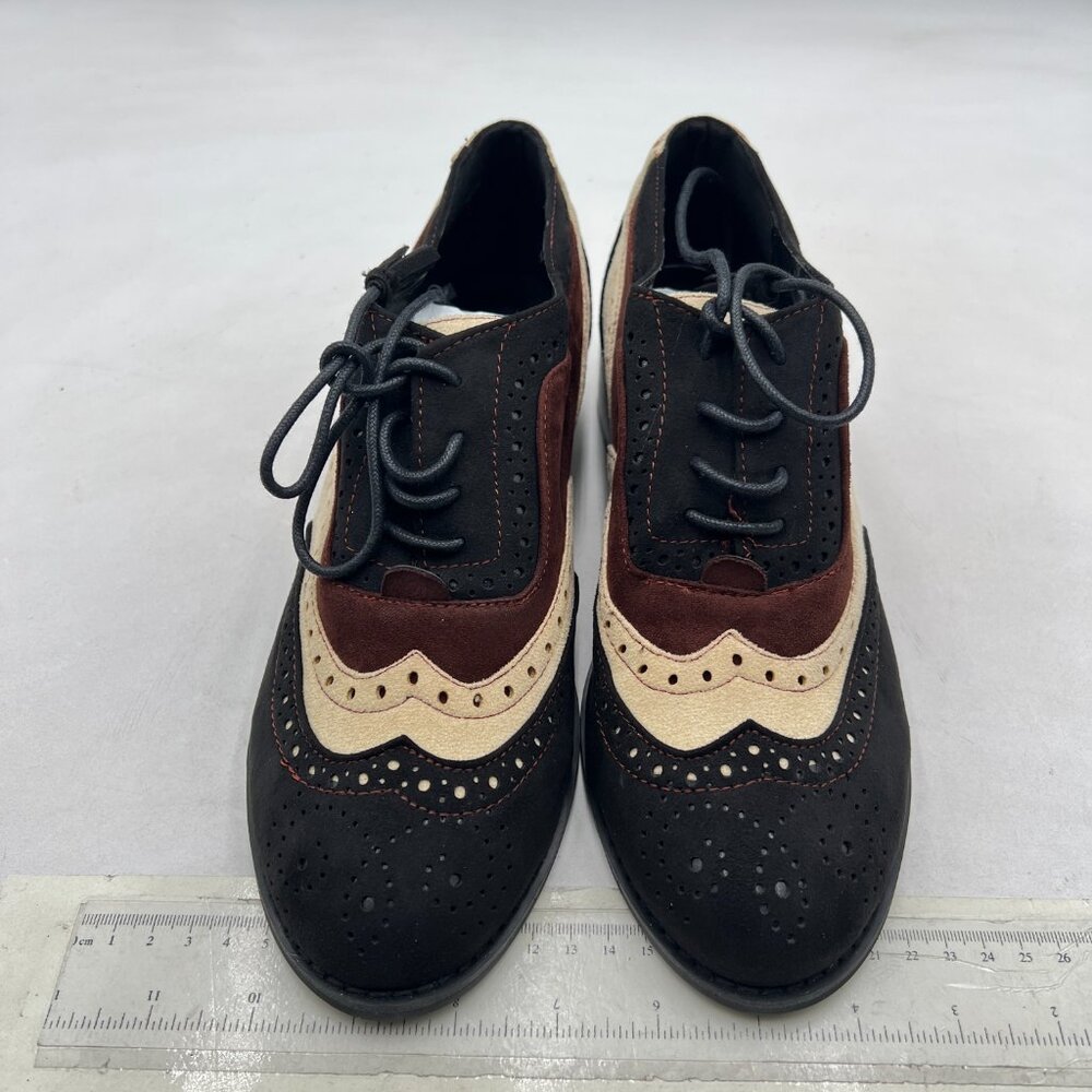 Brown Suede Patchwork Closed Toe Oxford Loafers W… - image 2